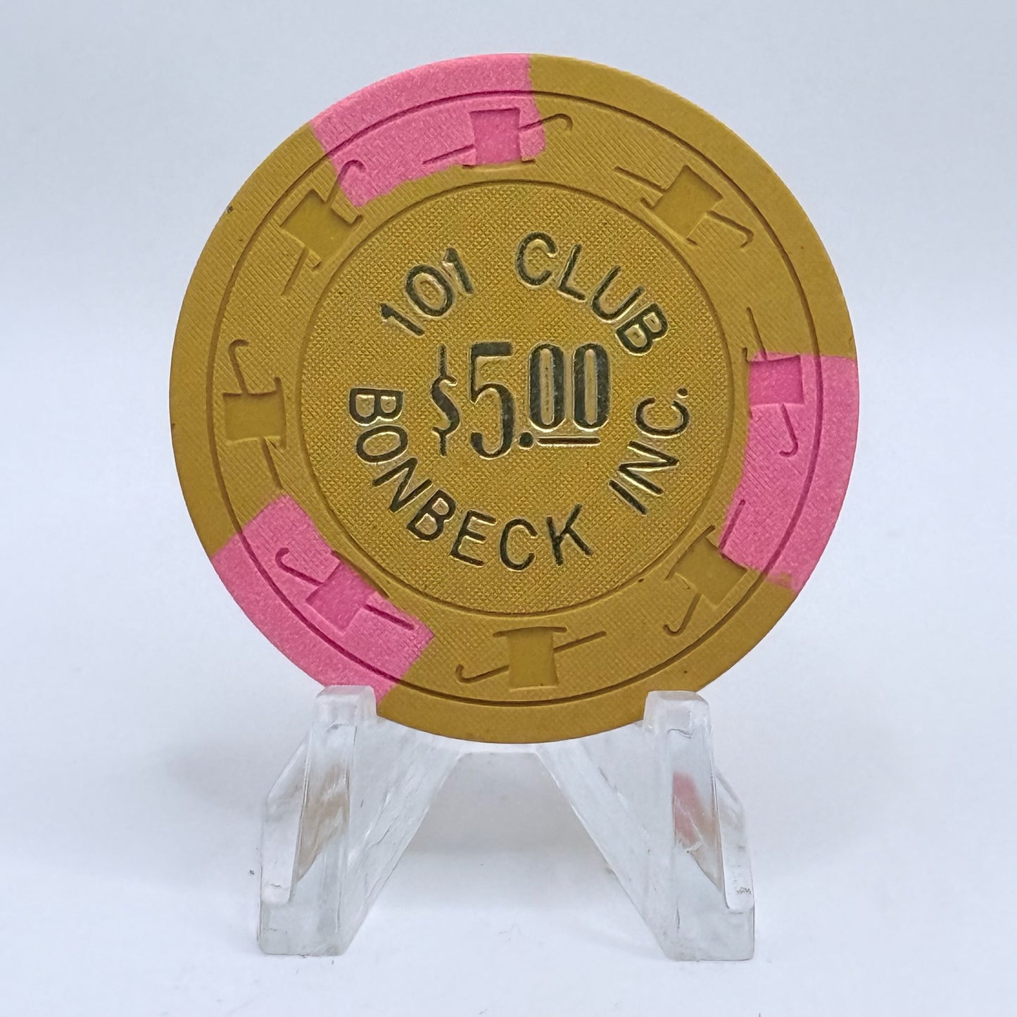101 Club Bonbeck , Inc. Casino Las Vegas Nevada 1969 $5 Casino Chip N3757