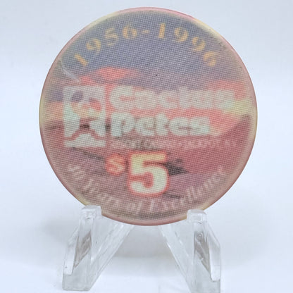 Cactus Pete's Resort Casino Jackpot Nevada 1996 '40 Years Of Excellence' LE $5 Casino Chip N8032