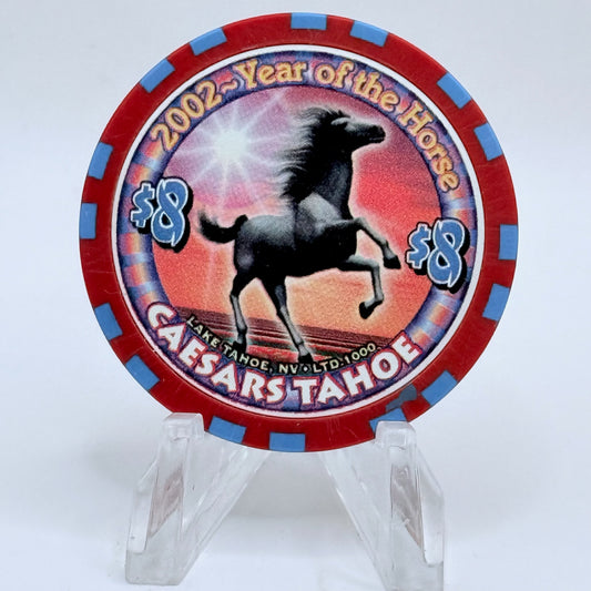 Caesars Tahoe Lake Tahoe Nevada 2002 'Year Of The Horse' LE $8 Casino Chip V8154