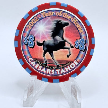 Caesars Tahoe Lake Tahoe Nevada 2002 'Year Of The Horse' LE $8 Casino Chip V8154