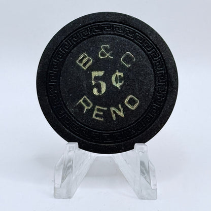 B & C Reno Nevada 1950's $0.05 Casino Chip N7409