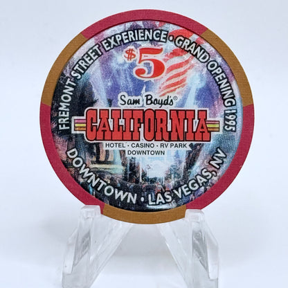 California Hotel Las Vegas Nevada 1995 'Sam Boyd's Fremont Street Experience - Grand Opening' LE $5 Casino Chip N1268