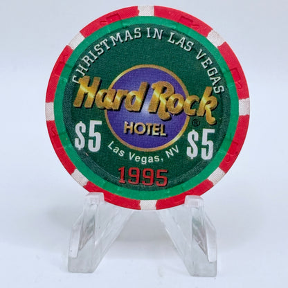 Hard Rock -  Las Vegas Nevada 1995 'Christmas' LE $5 Casino Chip N8486
