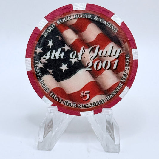 Hard Rock - Las Vegas Nevada 2001 'Independence Day' LE $5 Casino Chip V8675