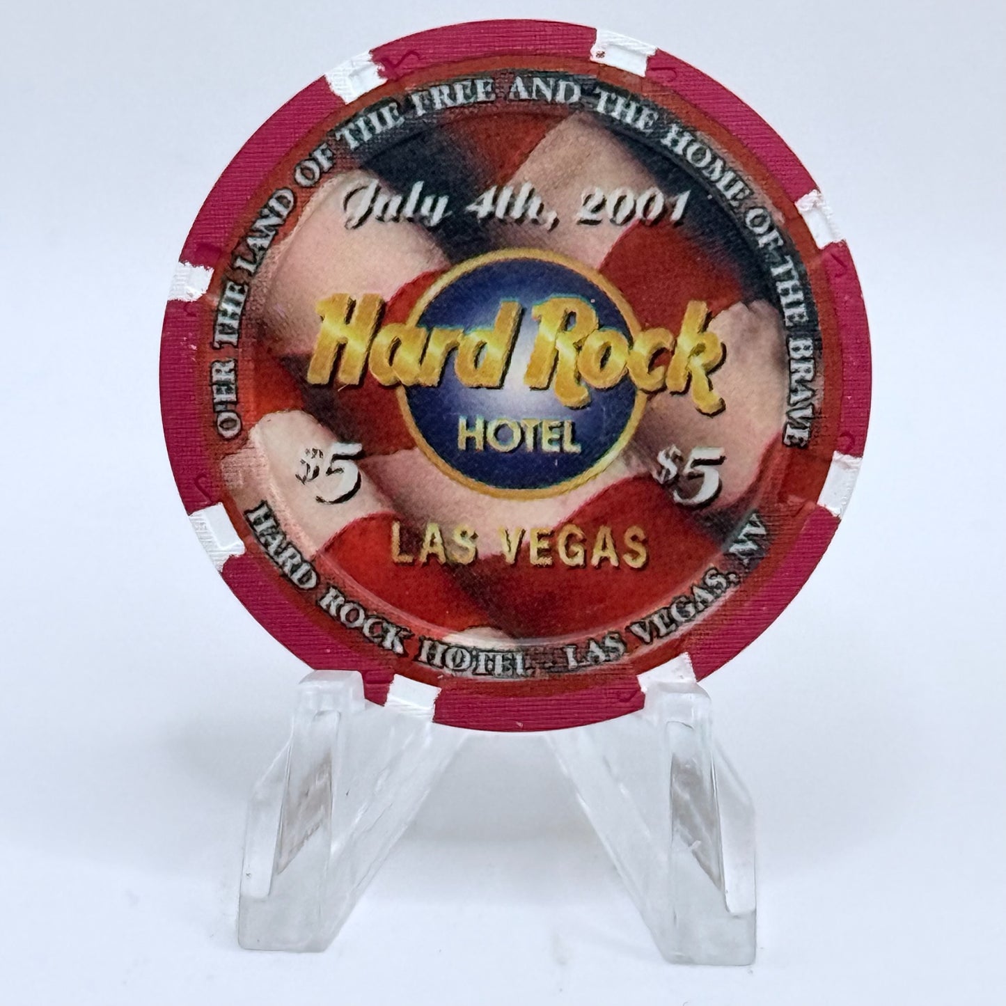 Hard Rock - Las Vegas Nevada 2001 'Independence Day' LE $5 Casino Chip V8675
