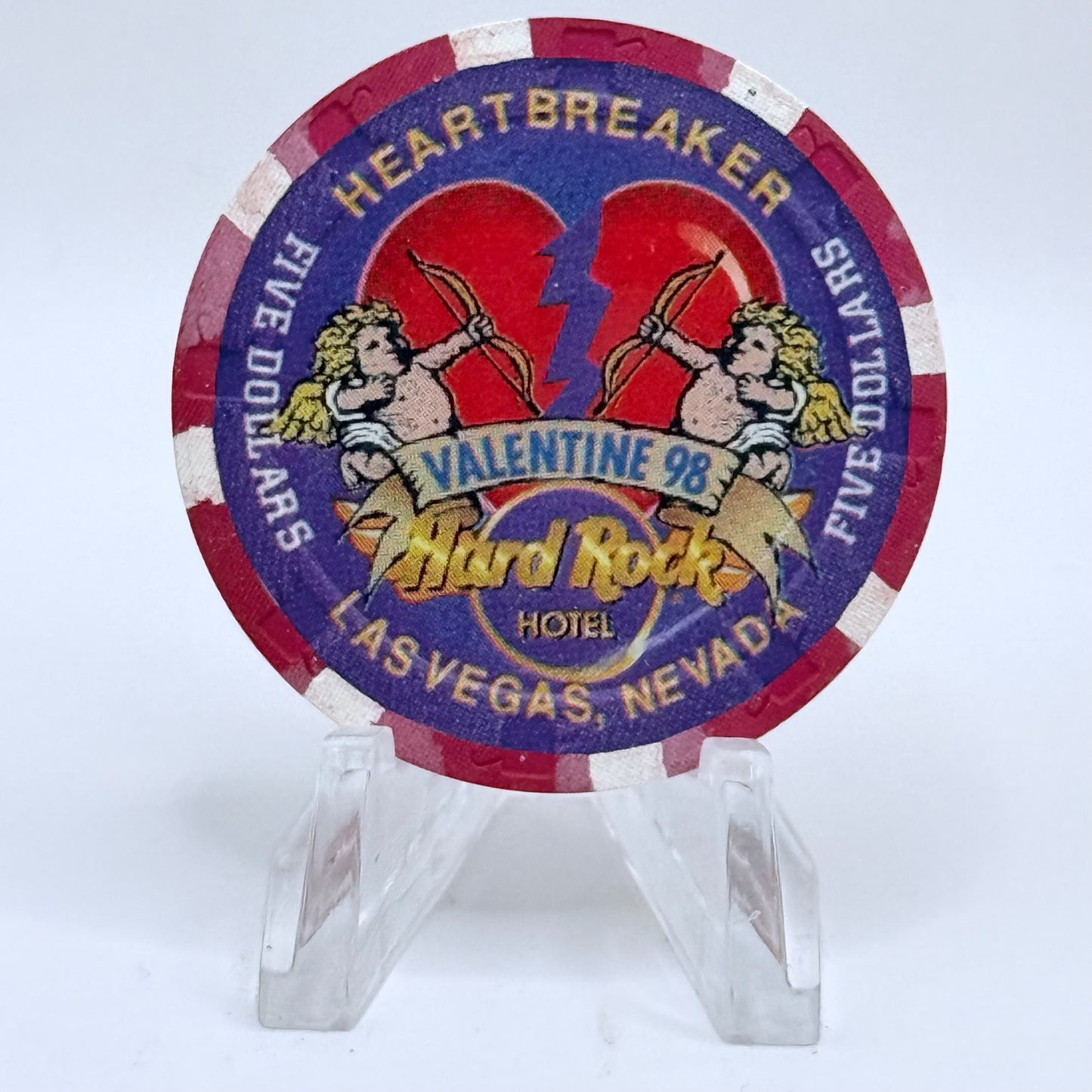 Hard Rock - Las Vegas Nevada 1998 'Valentine's Day' LE $5 Casino Chip N9857
