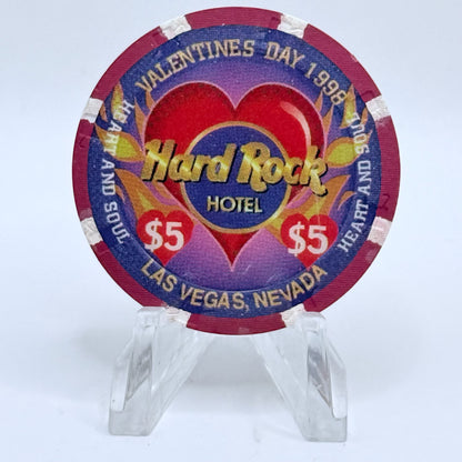 Hard Rock - Las Vegas Nevada 1998 'Valentine's Day' LE $5 Casino Chip N9857