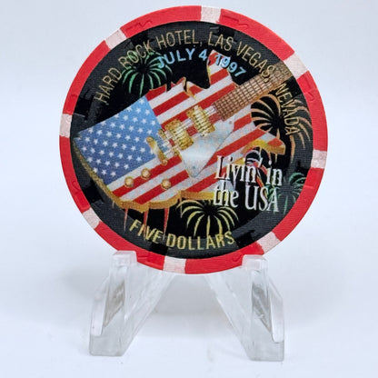 Hard Rock - Las Vegas Nevada 1997 'Independence Day' LE $5 Casino Chip N9854