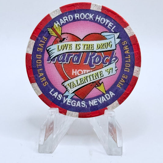 Hard Rock - Las Vegas Nevada 1997 'Valentine's Day' LE $5 Casino Chip N8498