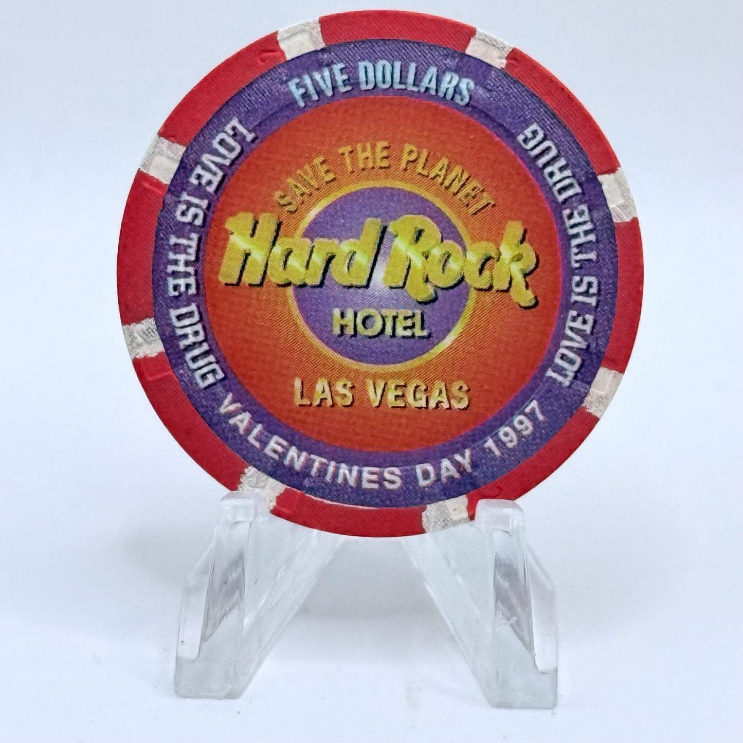 Hard Rock - Las Vegas Nevada 1997 'Valentine's Day' LE $5 Casino Chip N8498