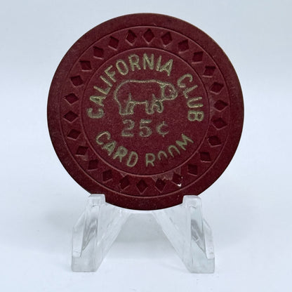 California Club Las Vegas Nevada "Card Room" 1951 $.25 Casino Chip N8070