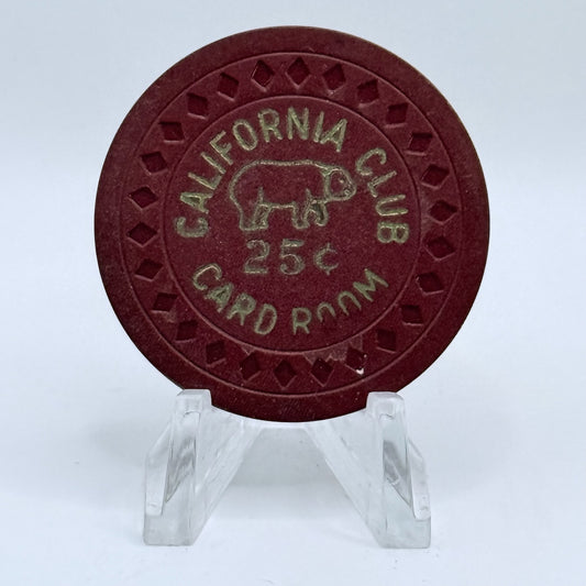 California Club Las Vegas Nevada "Card Room" 1951 $.25 Casino Chip N8070