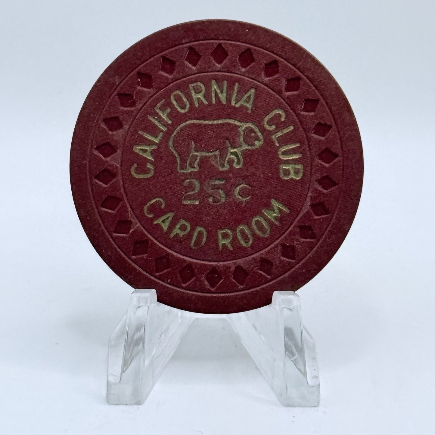 California Club Las Vegas Nevada "Card Room" 1951 $.25 Casino Chip N8070