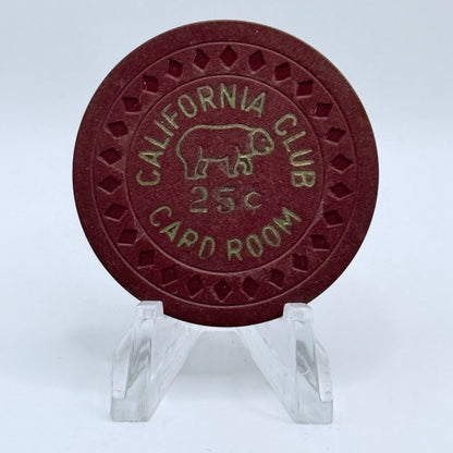 California Club Las Vegas Nevada "Card Room" 1951 $.25 Casino Chip N8070