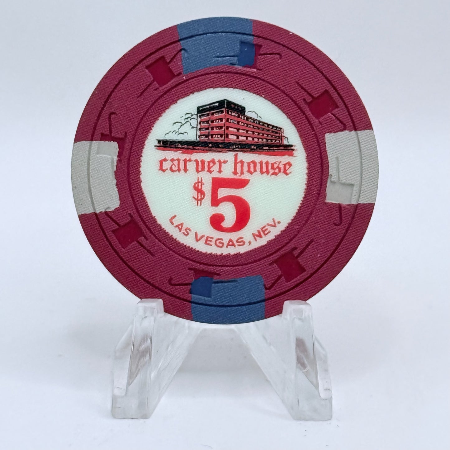 Carver House Casino Las Vegas Nevada 1961 $5 Casino Chip N7448