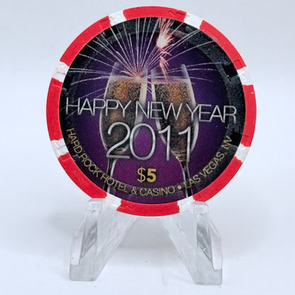 Hard Rock - Las Vegas Nevada 2011 'Happy New Year' LE $5 Casino Chip E9941