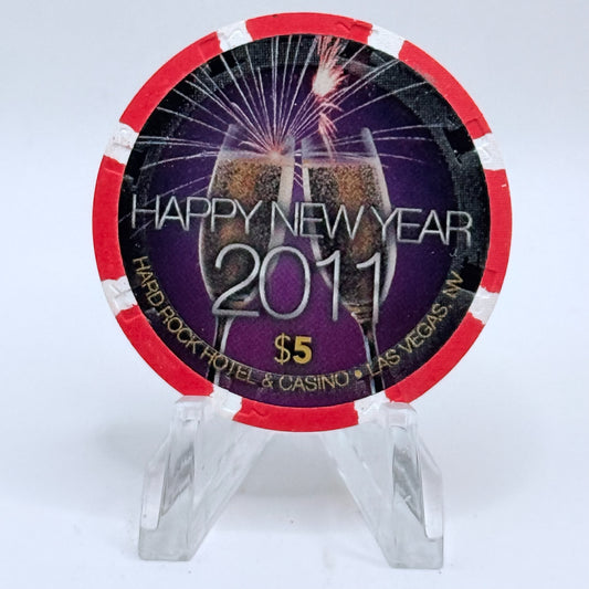 Hard Rock - Las Vegas Nevada 2011 'Happy New Year' LE $5 Casino Chip E9941