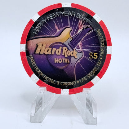 Hard Rock - Las Vegas Nevada 2011 'Happy New Year' LE $5 Casino Chip E9941
