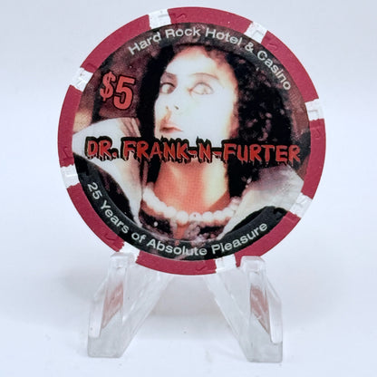 Hard Rock - Las Vegas Nevada 2000 'Dr Frank-N-Furter / Rocky Horror 25th' LE $5 Casino Chip V7591