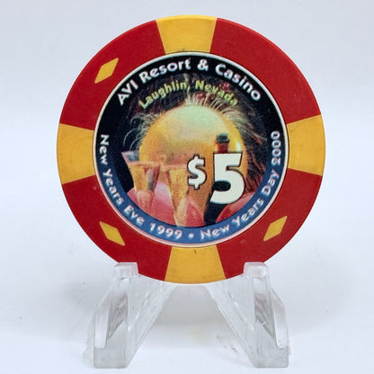 Avi Casino Laughlin Nevada 1999 'New Years Eve' LE $5 Casino Chip V3686