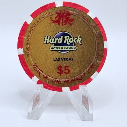 Hard Rock - Las Vegas Nevada 2016 'Year Of The Monkey' LE $5 Casino Chip D2109