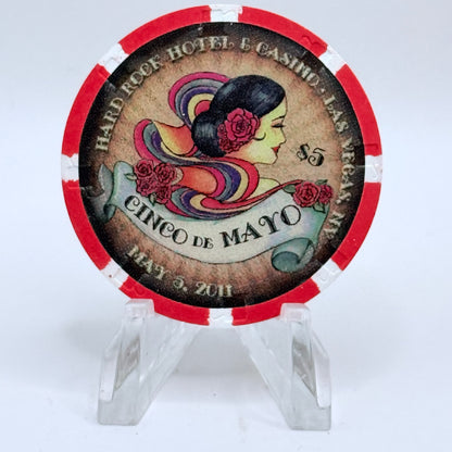 Hard Rock - Las Vegas Nevada 2011 'Cinco De Mayo' LE $5 Casino Chip D0129