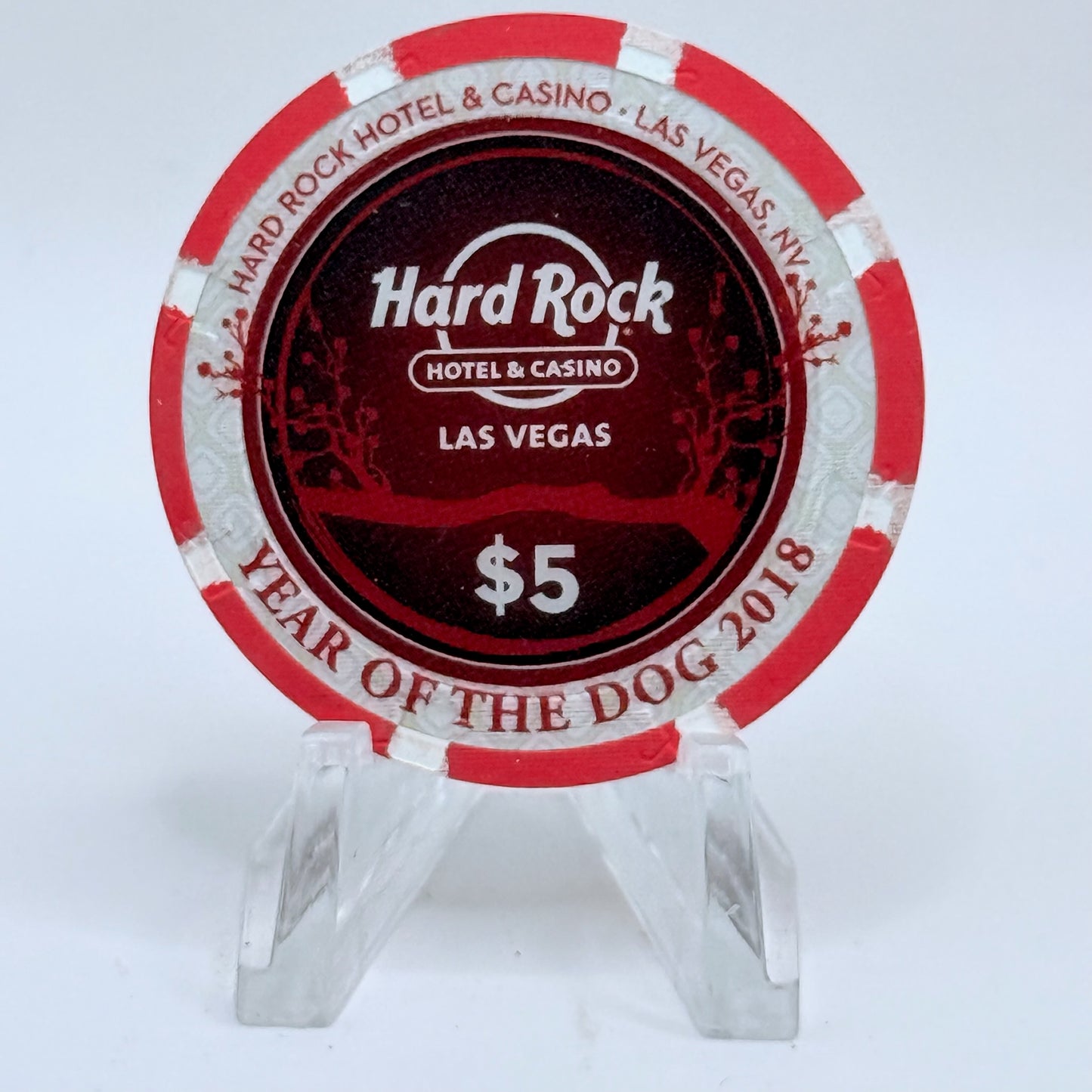 Hard Rock - Las Vegas Nevada 2018 'Year Of The Dog' LE $5 Casino Chip D2636