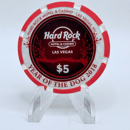 Hard Rock - Las Vegas Nevada 2018 'Year Of The Dog' LE $5 Casino Chip D2636