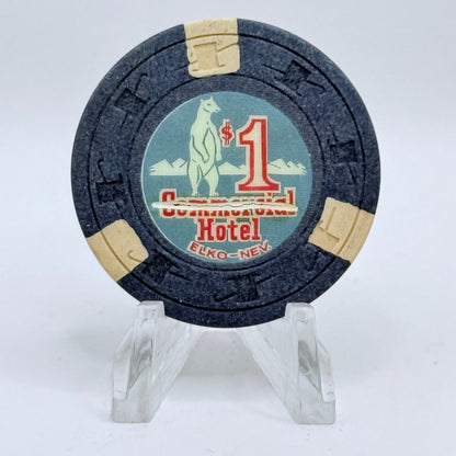 Commercial Hotel Casino Elko Nevada 1960's $1 Chip N3199.D "Commercial" Gouged Out