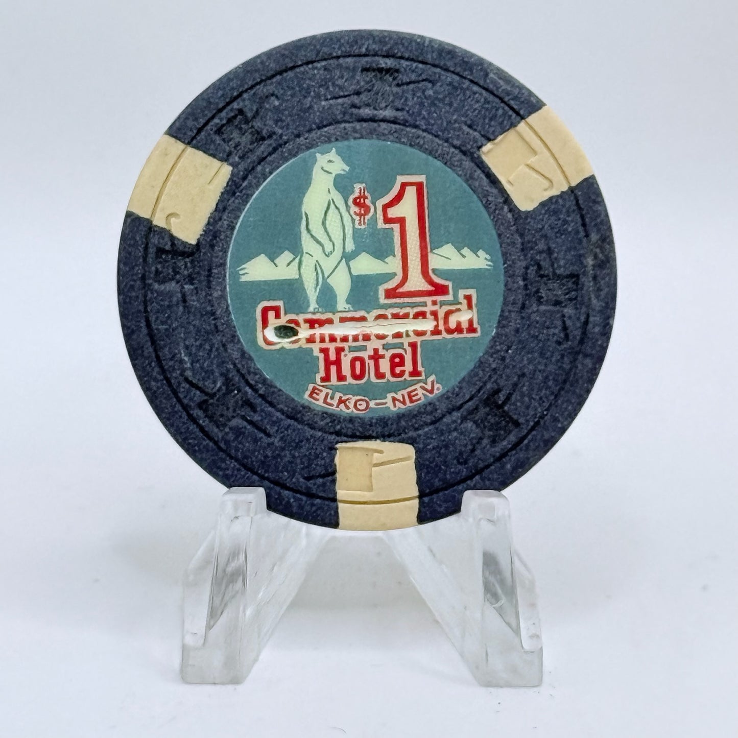Commercial Hotel Casino Elko Nevada 1960's $1 Chip N3199.D "Commercial" Gouged Out