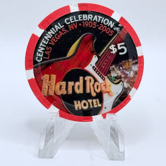 Hard Rock - Las Vegas Nevada 2005 'Las Vegas Centennial' LE $5 Casino Chip E4674