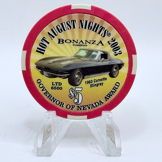 Bonanza Casino Reno Nevada 2003 'Hot August Nights - 30th Anniversary' LE $5 Casino Chip E0081
