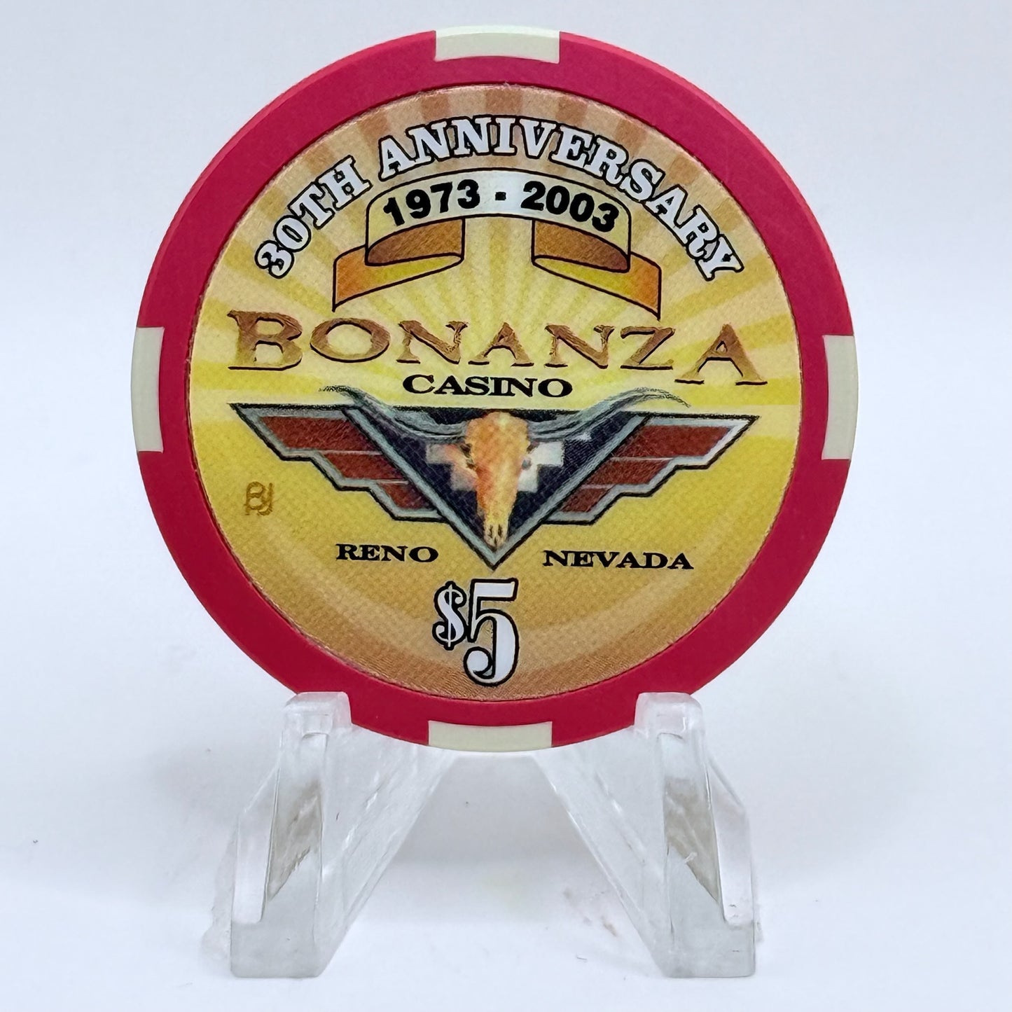 Bonanza Casino Reno Nevada 2003 'Hot August Nights - 30th Anniversary' LE $5 Casino Chip E0081
