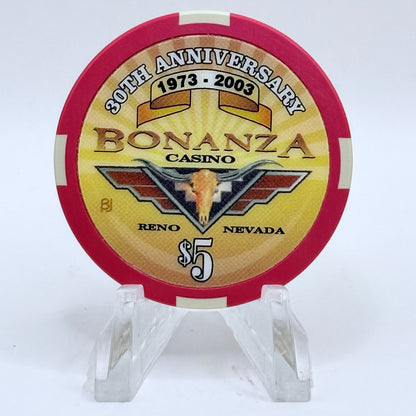 Bonanza Casino Reno Nevada 2003 'Hot August Nights - 30th Anniversary' LE $5 Casino Chip E0081