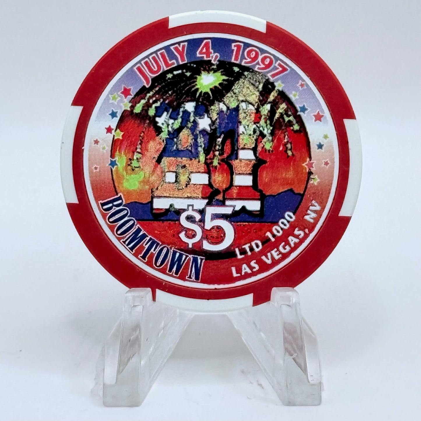 Boomtown Las Vegas Nevada 1997 'Fourth of July' LE $5 Casino Chip N9361