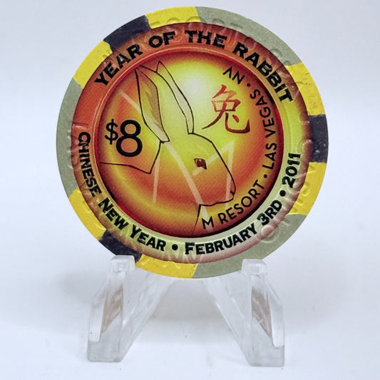 M Resort Spa Casino Las Vegas Nevada 2011 'Year Of Rabbit' LE $8 Casino Chip D0025
