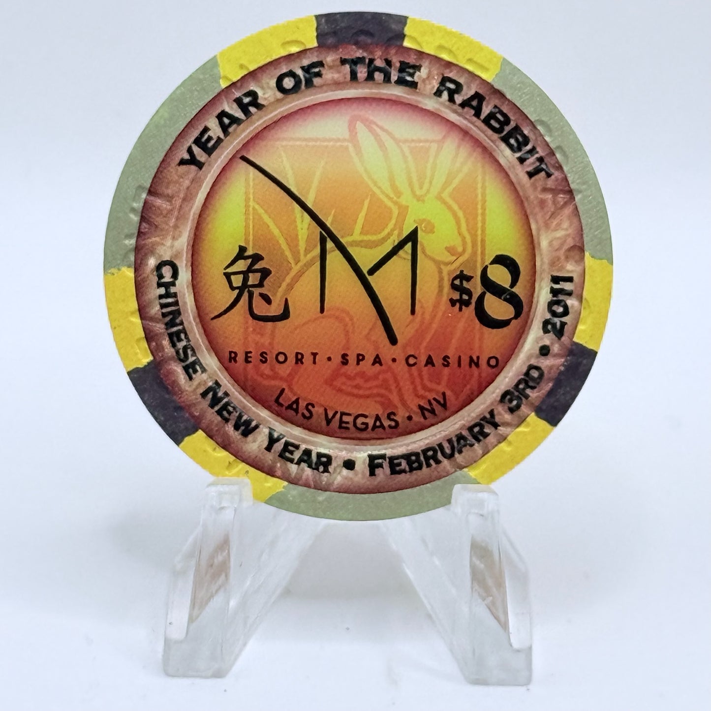 M Resort Spa Casino Las Vegas Nevada 2011 'Year Of Rabbit' LE $8 Casino Chip D0025