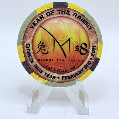 M Resort Spa Casino Las Vegas Nevada 2011 'Year Of Rabbit' LE $8 Casino Chip D0025