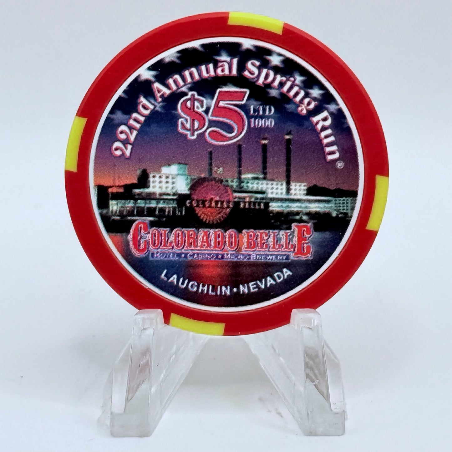 Colorado Belle Laughlin Nevada 2004 '22nd Annual Spring Run' LE $5 Casino Chip E3241