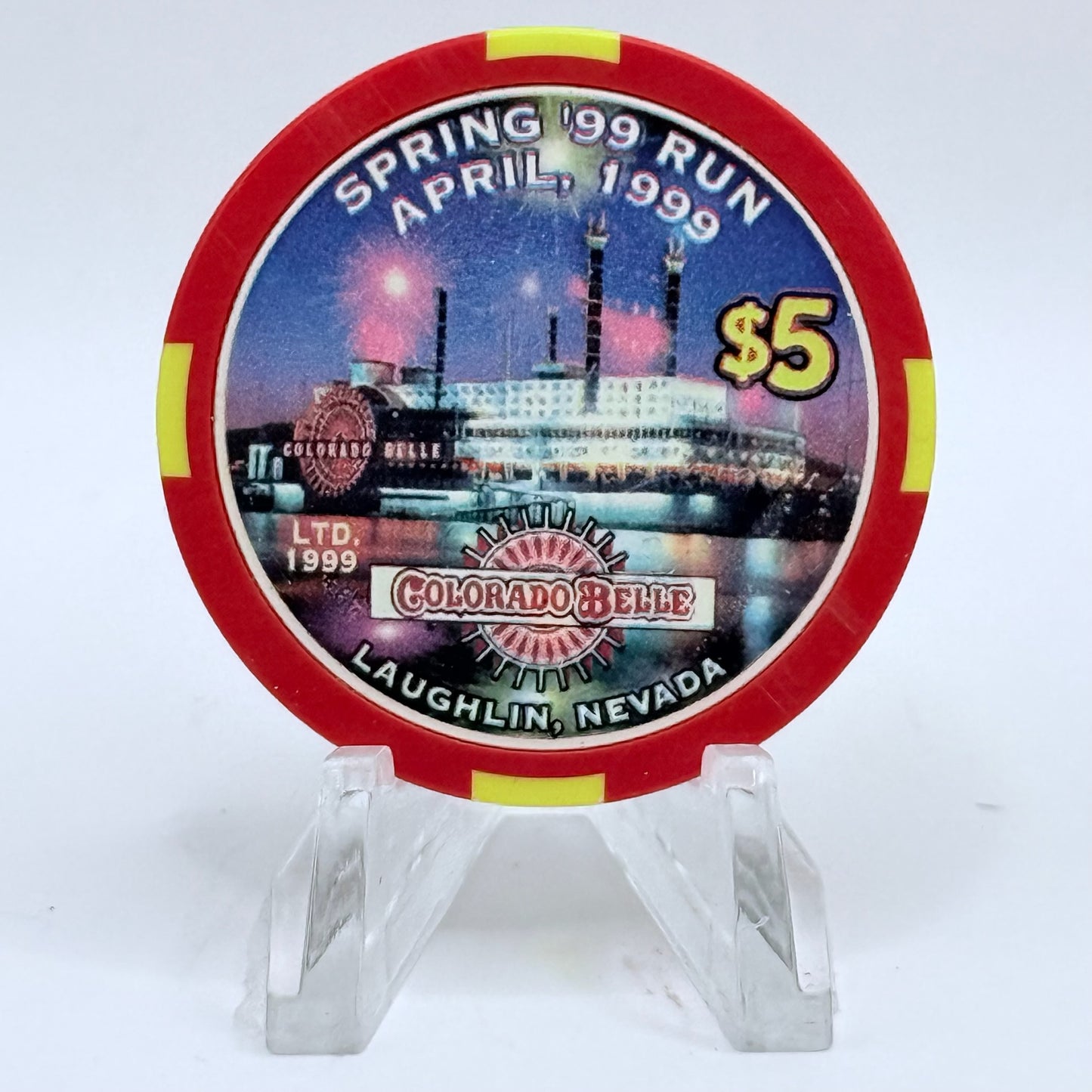 Colorado Belle Laughlin Nevada 1999 'Spring Run' LE $5 Casino Chip V2306