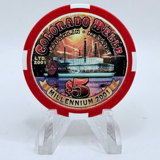 Colorado Belle Laughlin Nevada 2001 'Millennium' LE $5 Casino Chip V6563