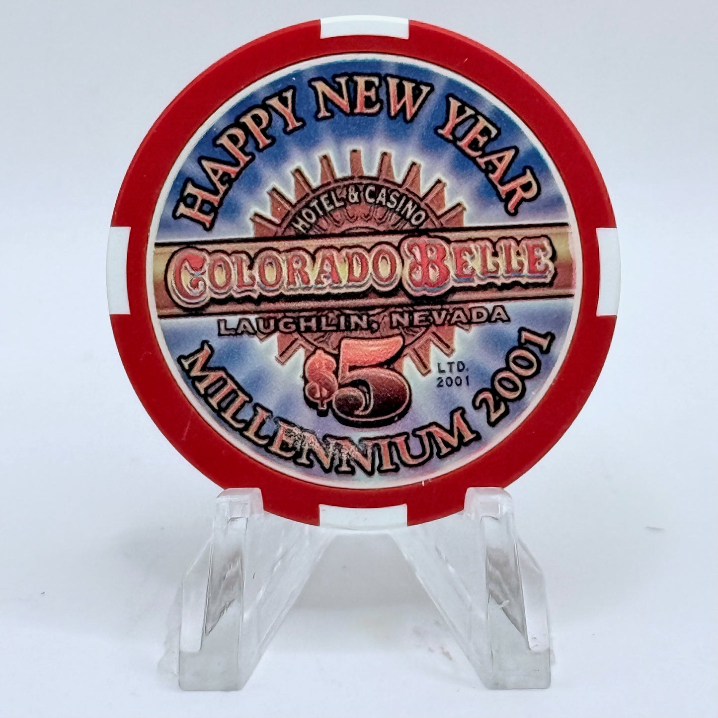 Colorado Belle Laughlin Nevada 2001 'Millennium' LE $5 Casino Chip V6563