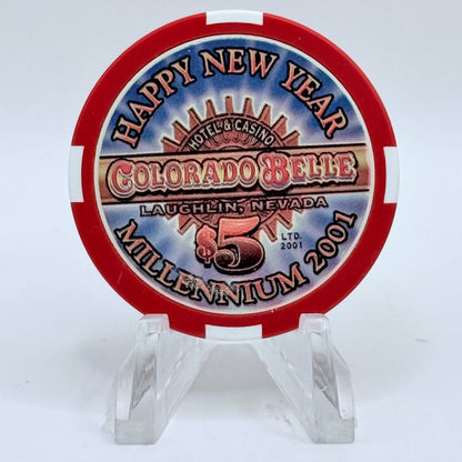 Colorado Belle Laughlin Nevada 2001 'Millennium' LE $5 Casino Chip V6563