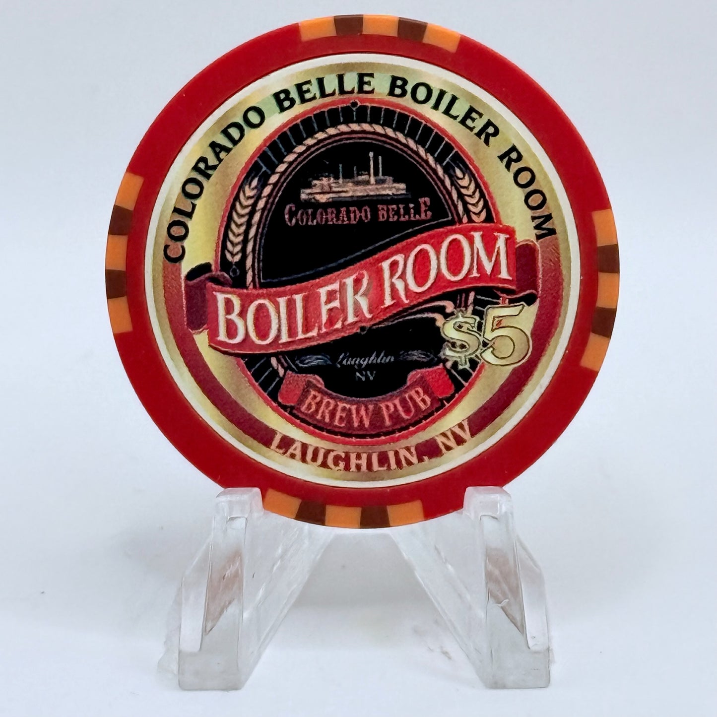 Colorado Belle Laughlin Nevada 1998 'Boiler Room' LE $5 Casino Chip N9504