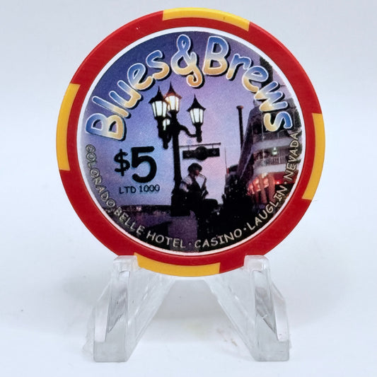 Colorado Belle Laughlin Nevada 2001 'Blues & Brews 3rd Annual Festival' LE $5 Casino Chip V8340