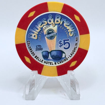 Colorado Belle Laughlin Nevada 2004 'Blues & Brew Festival' LE $5 Casino Chip E3855