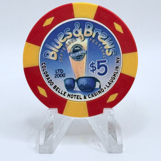 Colorado Belle Laughlin Nevada 2004 'Blues & Brew Festival' LE $5 Casino Chip E3855