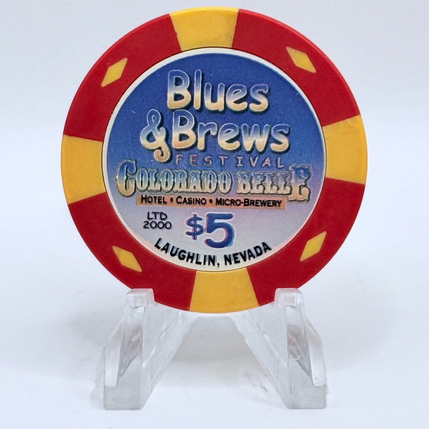 Colorado Belle Laughlin Nevada 2004 'Blues & Brew Festival' LE $5 Casino Chip E3855