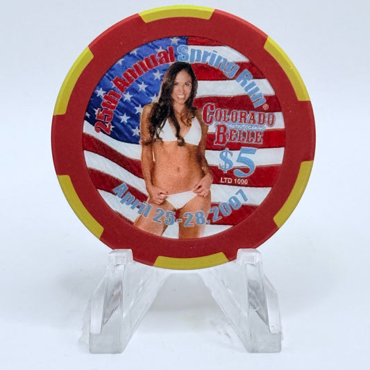 Colorado Belle Laughlin Nevada 2007 '25th Annual Spring Run' LE $5 Casino Chip E8471