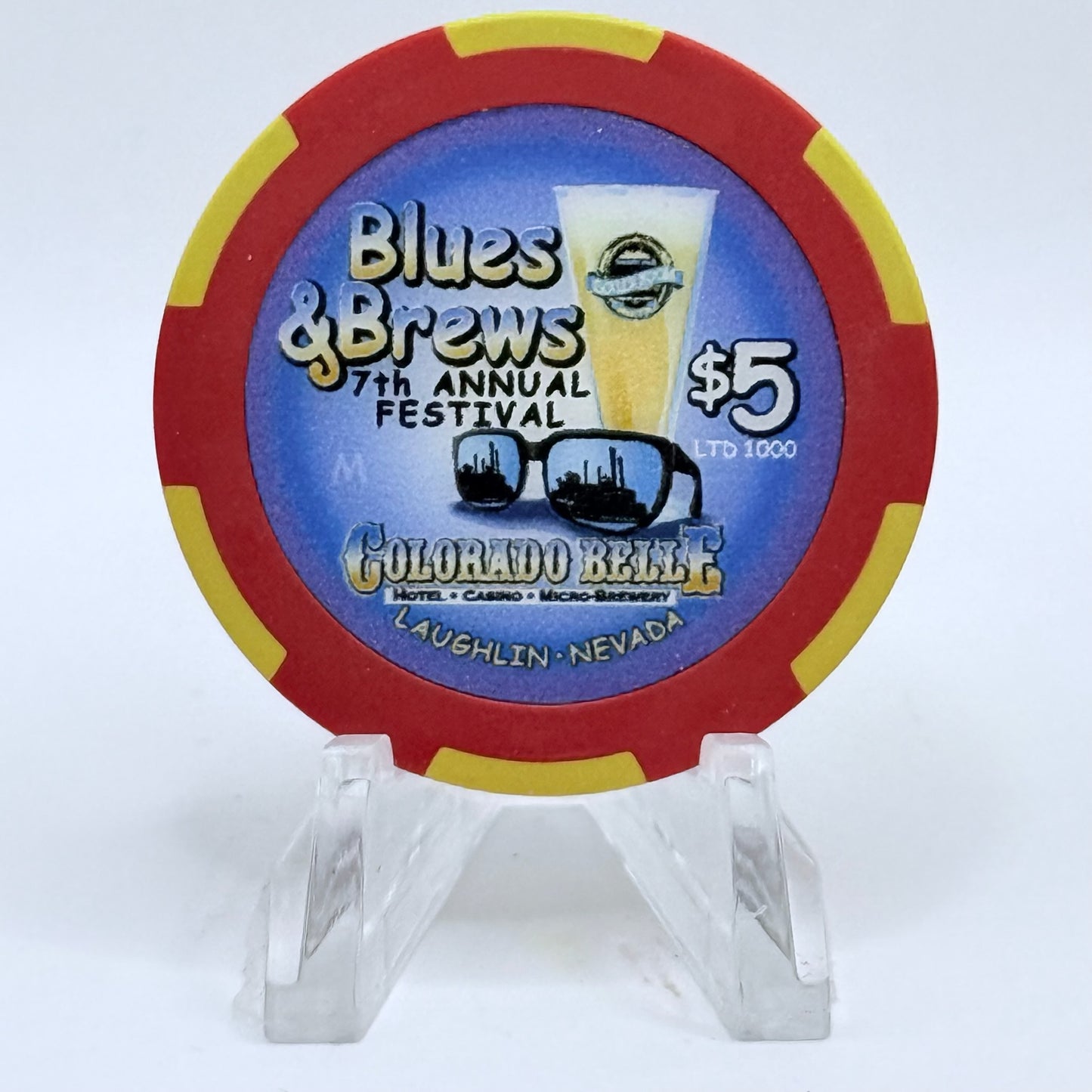 Colorado Belle Laughlin Nevada 2005 'Blues & Brews 7th Annual Festival' LE $5 Casino Chip E8470